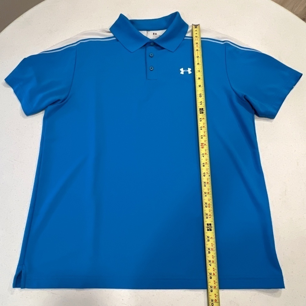 Under Armour Polo Shirt Men Large Royal Blue Loose Fit Heat Gear - Picture 4 of 6